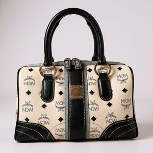 MCM Boston Bag - White And Black
